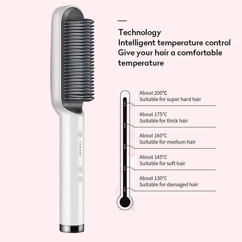 New 2 In 1 Hair Straightener Hot Comb Negative Ion Curling