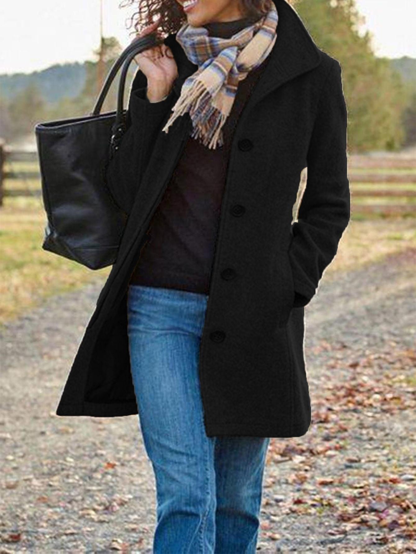 Winter Single-breasted Lapel Coat Fashion Commuter