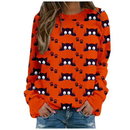 Halloween Ladies Print Long-sleeved Sweater
