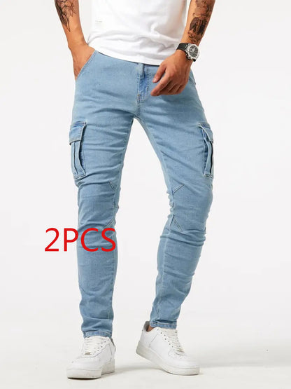 Man's Casual Cargo Pants Stylish Tide Brand Stretch Pants