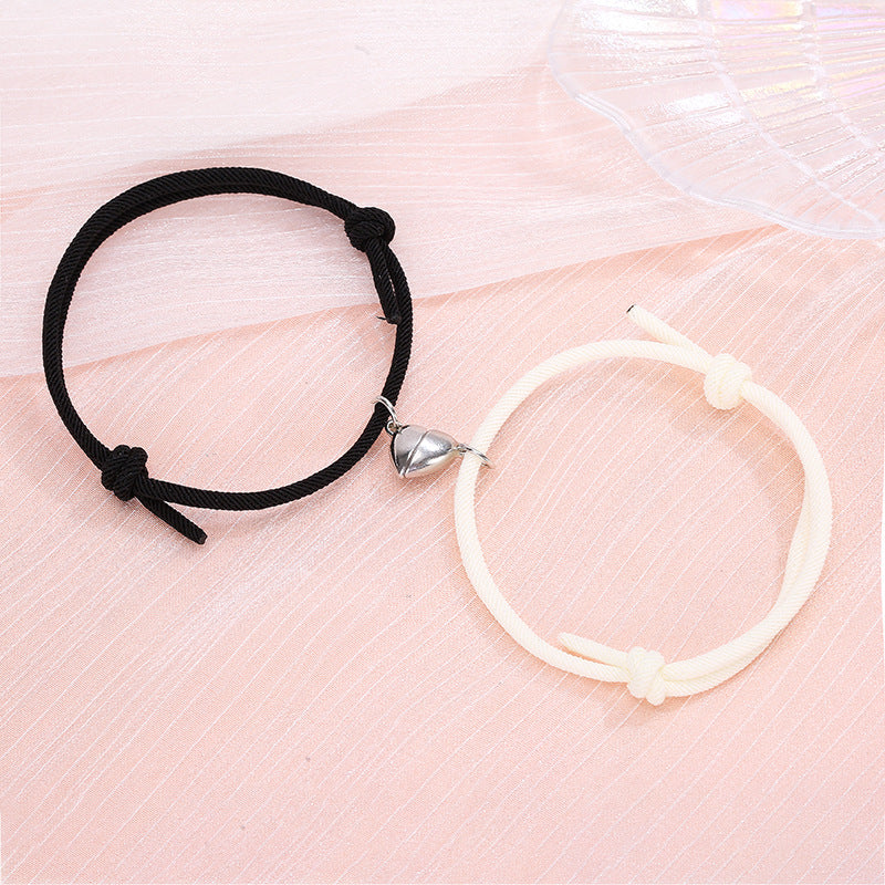 Simple Alloy Love Magnets Attracting Couple Bracelets