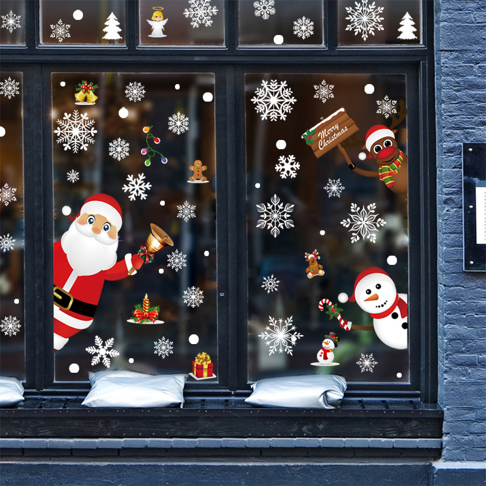 Santa Snowman Glass Sticker Window Arrangement