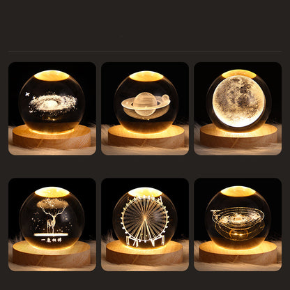 Luminous Starry Sky And Planets Moon Moon Crystal Ball Night Lamp