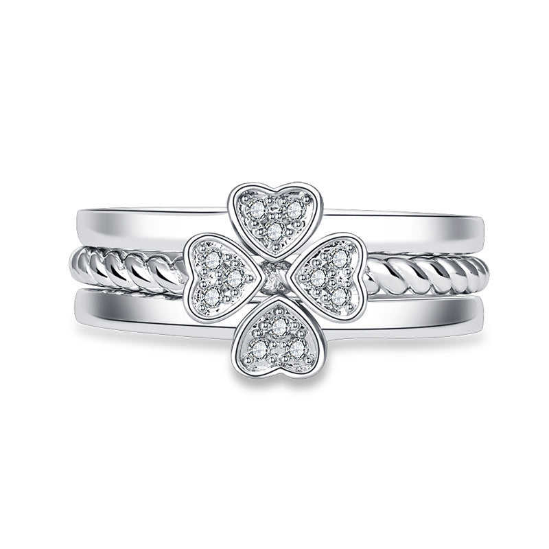 Ring Four-Leaf Clover Ring For Women Split Three-In-One