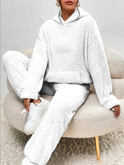 Winter Plush Pajama Set Fashion Casual Hooded Top