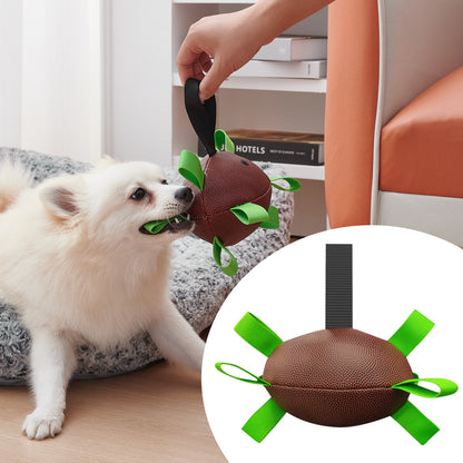 Dog Rugby Football With Strapes, Interactive Dog Toys