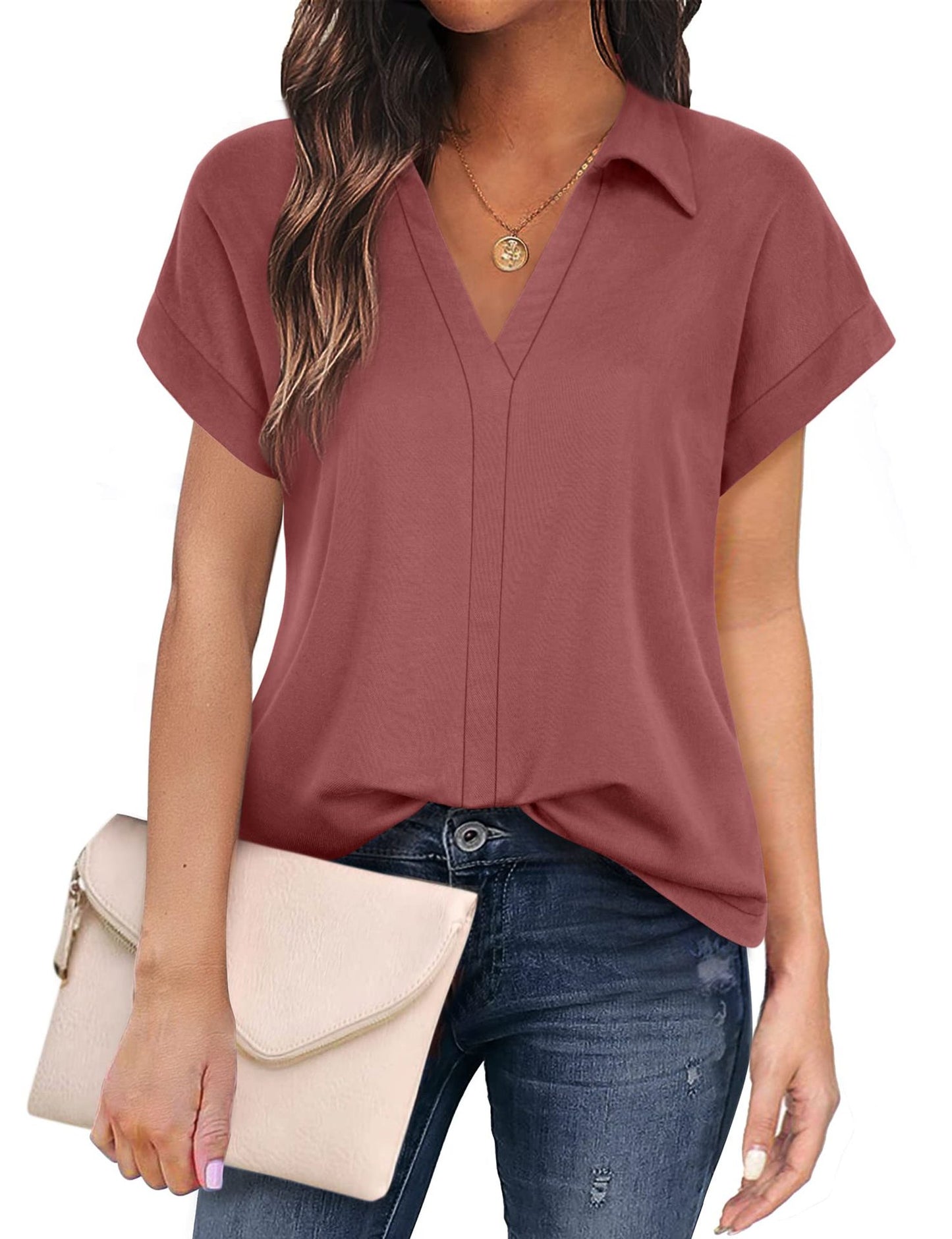 Casual Women's Polyester Short Sleeve Shirt