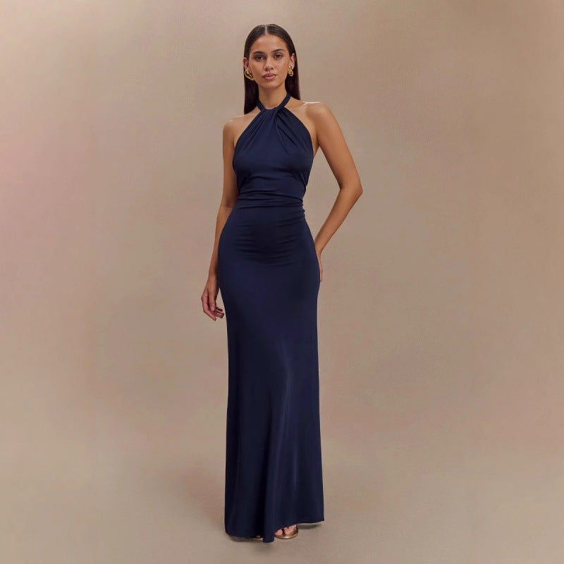Ins Bodycon Halter Dress Sexy Backless Slim Fit Waist Slimming