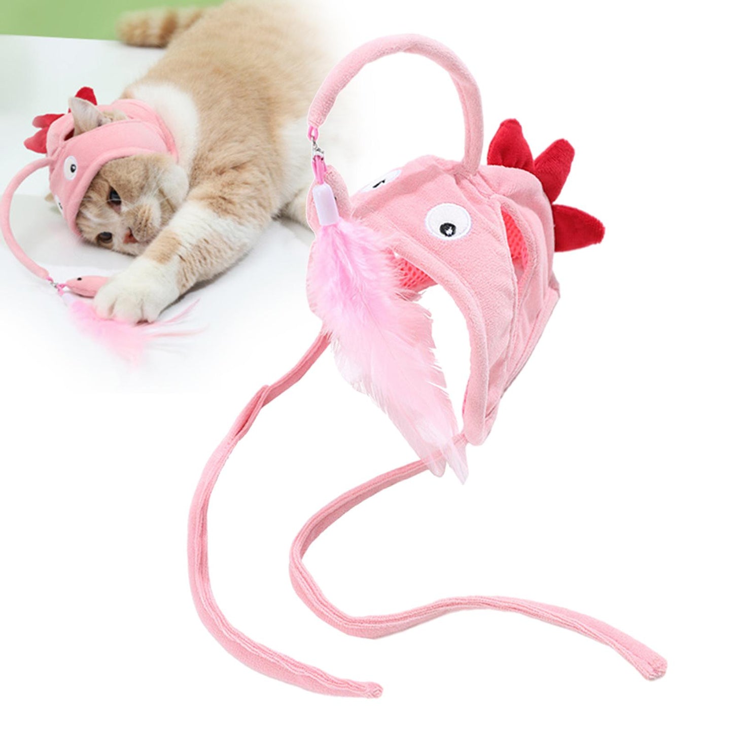 New Head Wearing Feather Funny Cat Stick