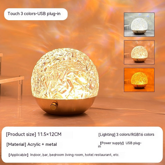 New Water Ripple Projector Night Light Crystal Mood Lamp Bedside