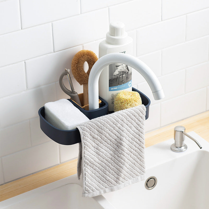 Sink Shelf Soap Sponge Drain Rack Storage Basket Bag Faucet Holder