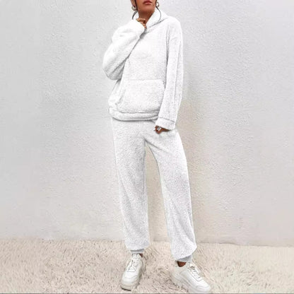 Winter Plush Pajama Set Fashion Casual Hooded Top
