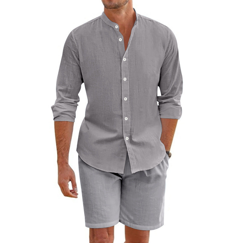 Summer Short Shirt Suit Fashion Lapel Beach Clothing