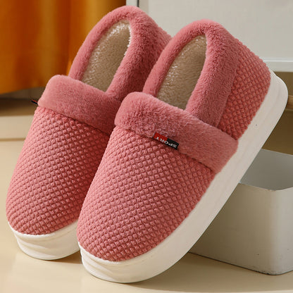 Men's Cotton Shoes With Heel Winter Warm Thick Sole Plush Slippers