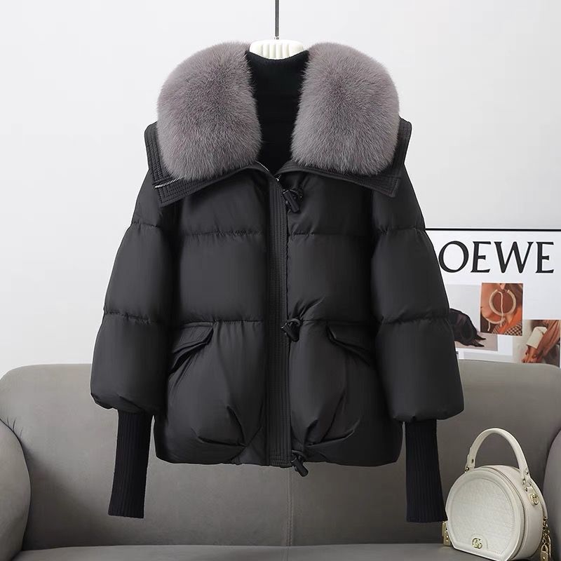 Down Cotton-padded Jacket Women's Short Fur Collar