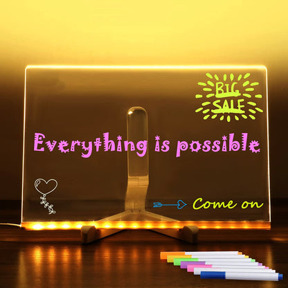 Acrylic DIY Note Board LED Night Light Creative Message Board