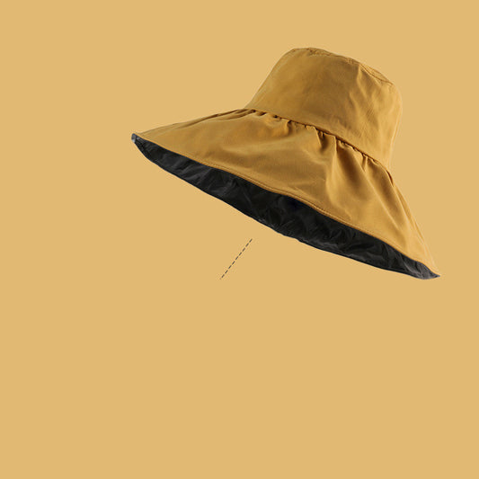Women's Black Rubber Anti-ultraviolet Fisherman Hat