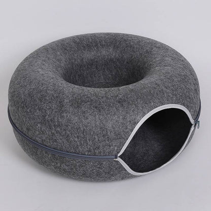 Donut Cat Tunnel Bed Pets House Natural Felt Pet Cat Cave