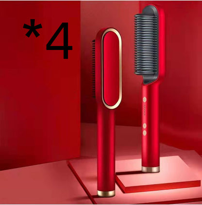 New 2 In 1 Hair Straightener Hot Comb Negative Ion Curling