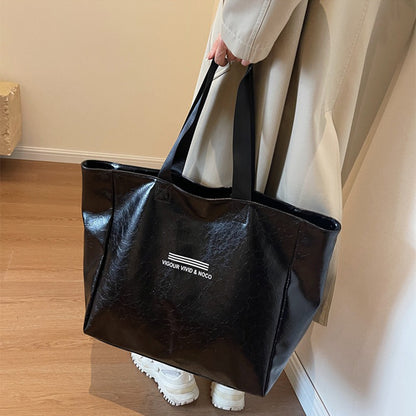 Large Capacity Tote Bag Women Fashion Versatile Solid Shoulder Bags