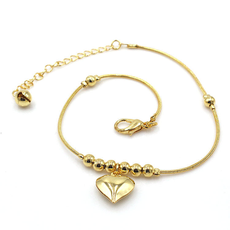 Gothic Gold Color Heart Pendant Anklet For Women