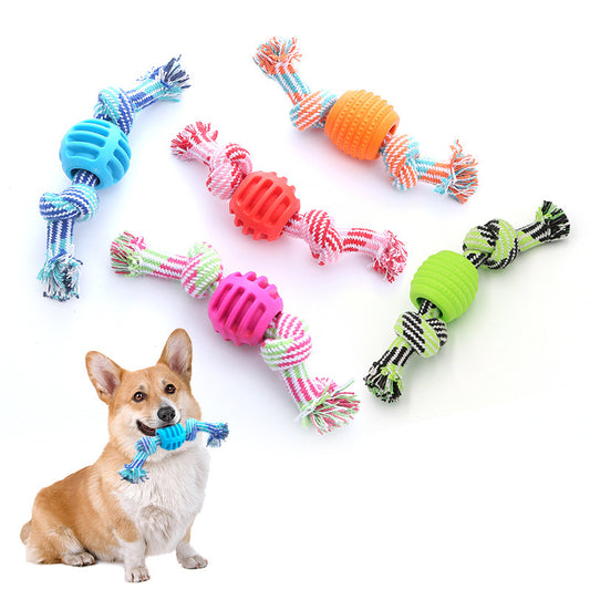 Dog Bite-resistant Teeth Cleaning Pets Toys Ball Double Knot