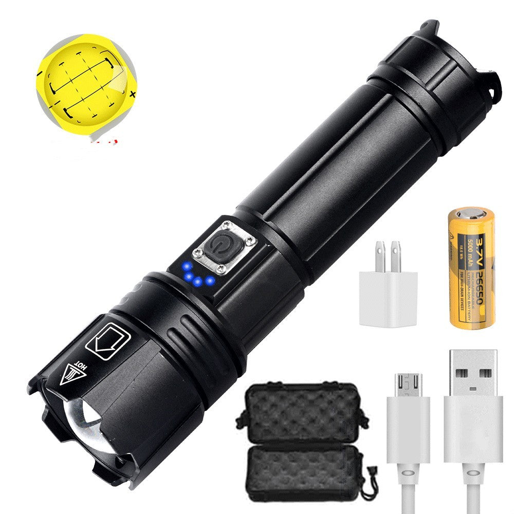 Telescopic Zoom Input And Output Outdoor Strong Light Flashlight