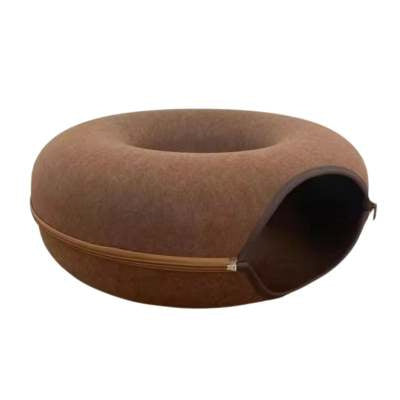 Donut Cat Tunnel Bed Pets House Natural Felt Pet Cat Cave