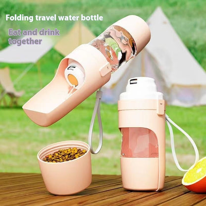 2 In 1 Travel Dog Water Bottle Pet Water Dispenser Feeder