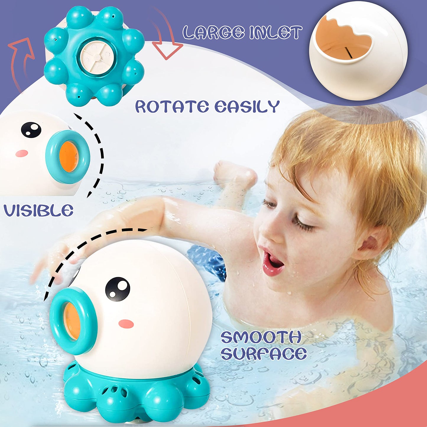 Octopus Fountain Bath Toy Water Jet Rotating Shower Bathroom Toy