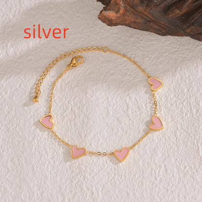 Ins Love Bracelet  Stainless Steel Dripping Heart Bracelet
