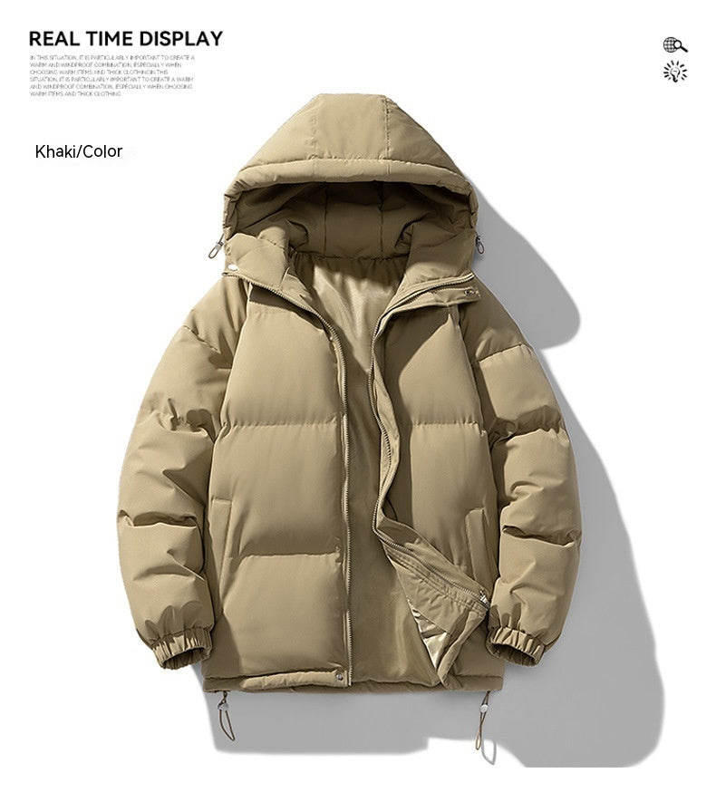 Men's Hoodie Coat Winter Fashion Solid ZIp-up Thickened Jacket