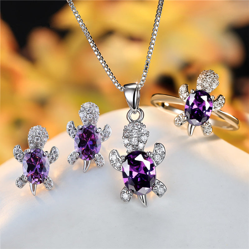 Fashion Oval Zircon Pendant Turtle Shape Necklaces