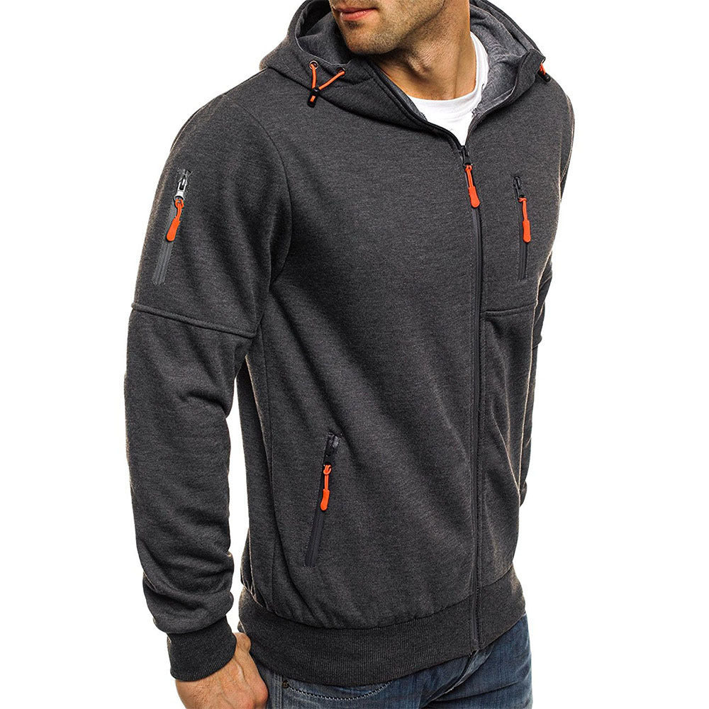 Men's Casual Zipper Hooded Sweater Fitness Jackets Cardigan