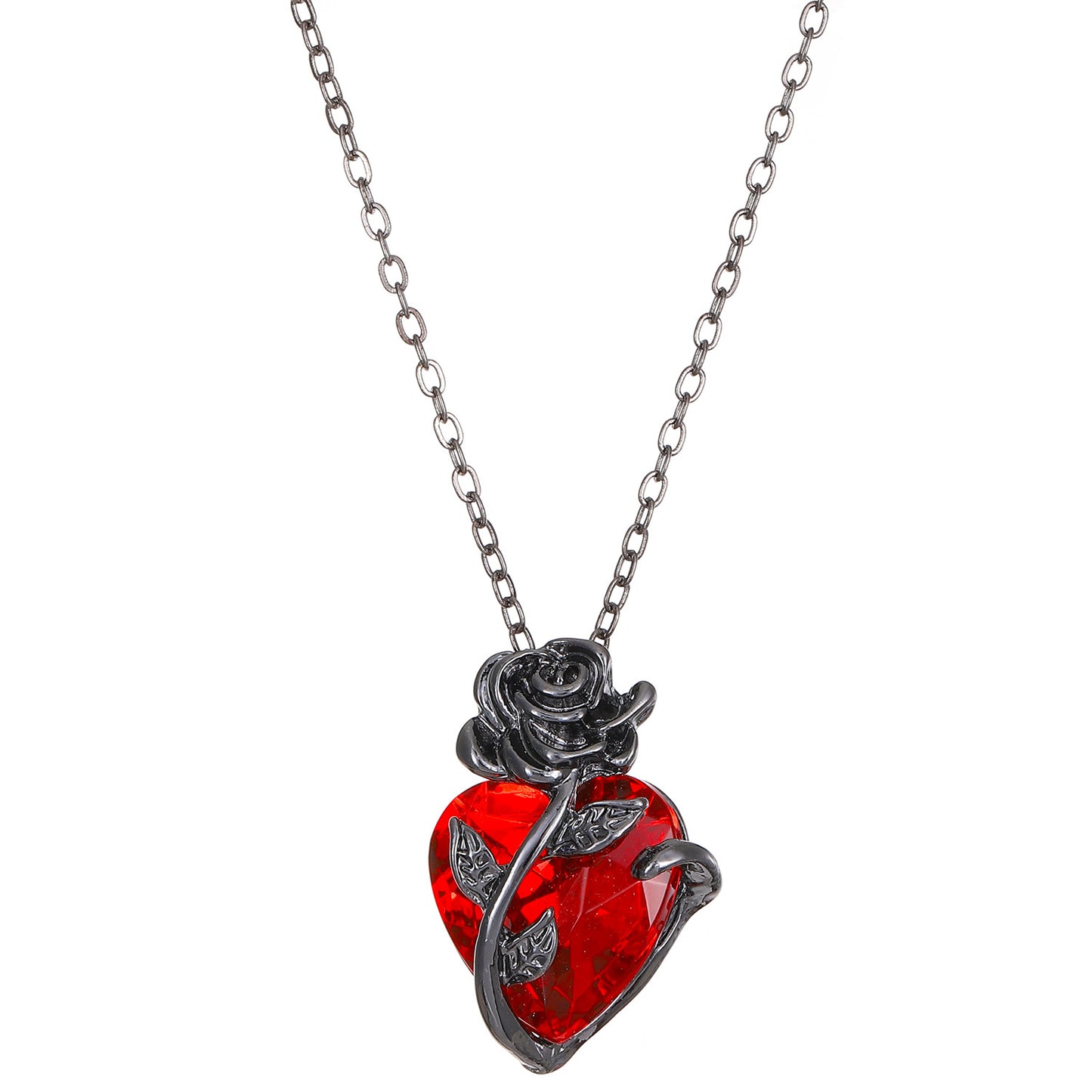Punk Rose Love Necklace Fashion Personality Heart-shaped