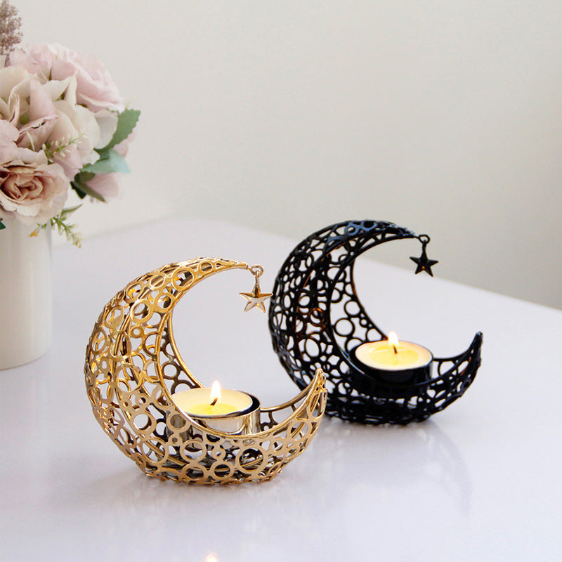 Light Luxury Crescent Moon Star Moon Black Gold Metal