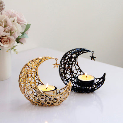 Light Luxury Crescent Moon Star Moon Black Gold Metal