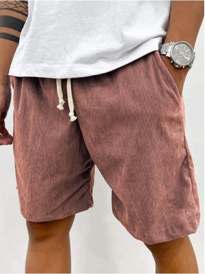Men's Corduroy Shorts With Drawstring Fashion Pants