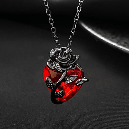 Punk Rose Love Necklace Fashion Personality Heart-shaped