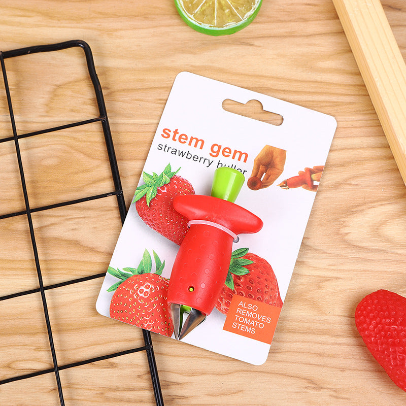 ﻿Strawberry Stem Remover Metal Plastic Fruit Leaf Remover