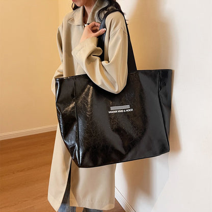 Large Capacity Tote Bag Women Fashion Versatile Solid Shoulder Bags