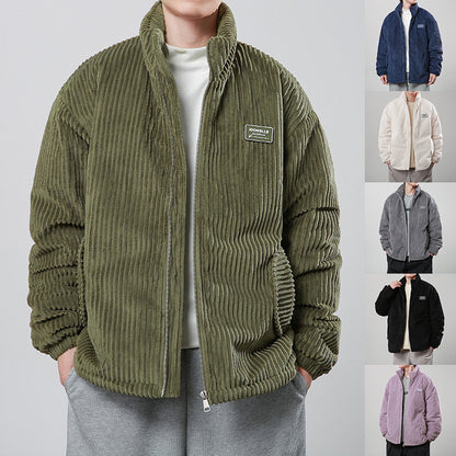 Winter Corduroy Cotton-padded Coat Warm Stand Collar