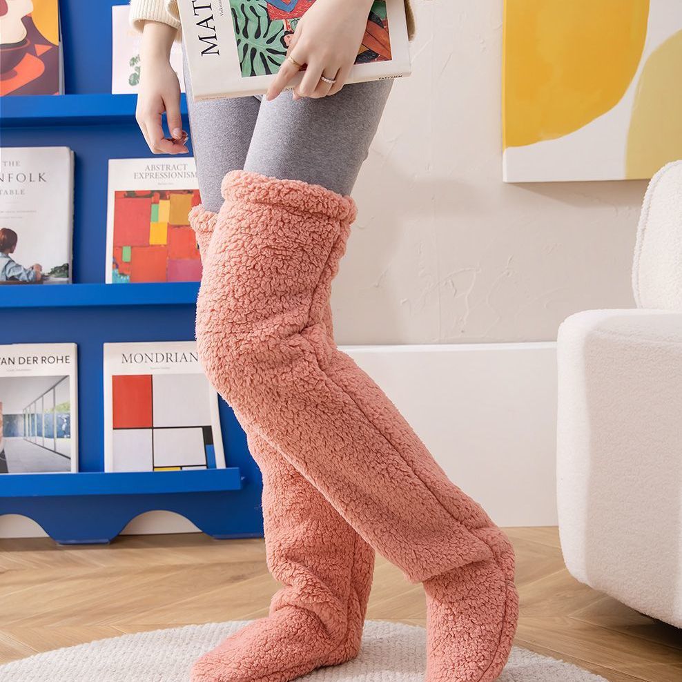 Over Knee High Fuzzy Long Socks Winter Warm Cold Leg Knee Joint