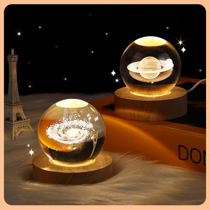 Luminous Starry Sky And Planets Moon Moon Crystal Ball Night Lamp