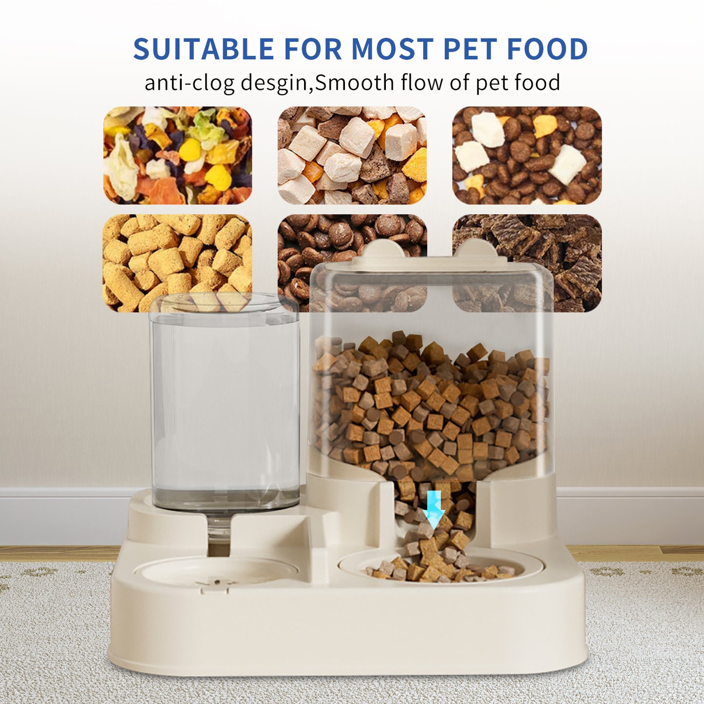 Transparent And Visible Pet Feeding And Drinking Dispenser