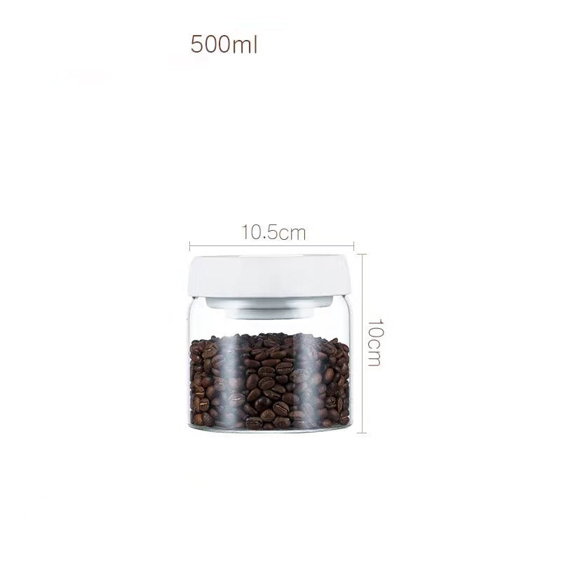 Vacuum Sealed Jug Set Black Coffee Beans Glass Airtight