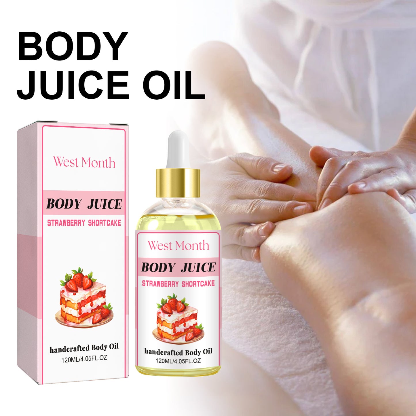 Strawberry Body Oil,120ml All Natural Organic Strawberry