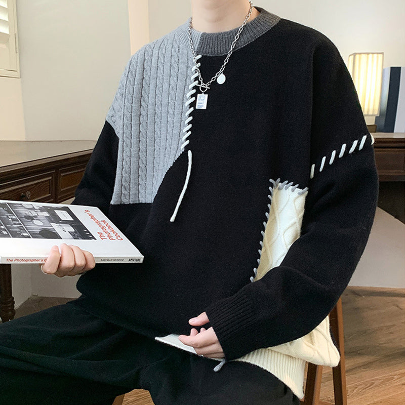 Ins Color block Pullover Sweater Winter Fashion