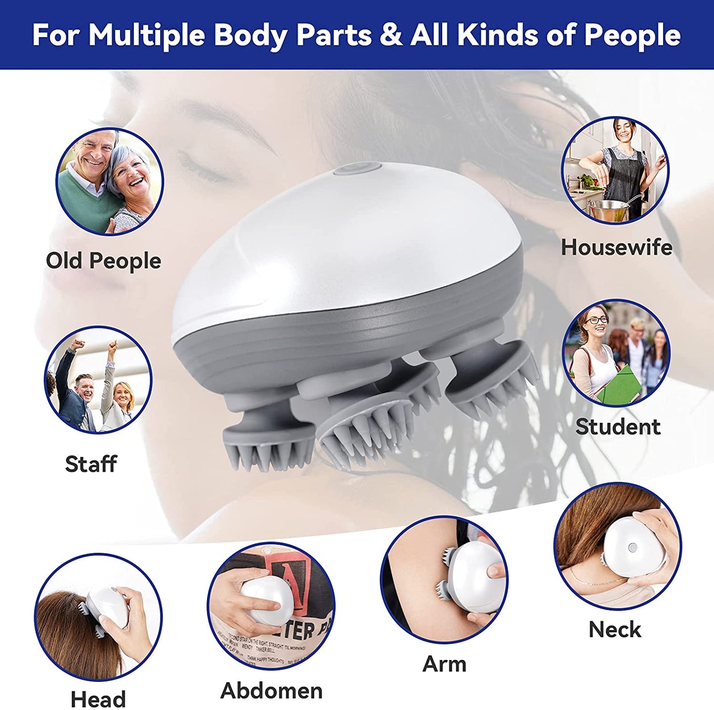 New Full Body Massage Vibration Physiotherapy Kneading Head Massager