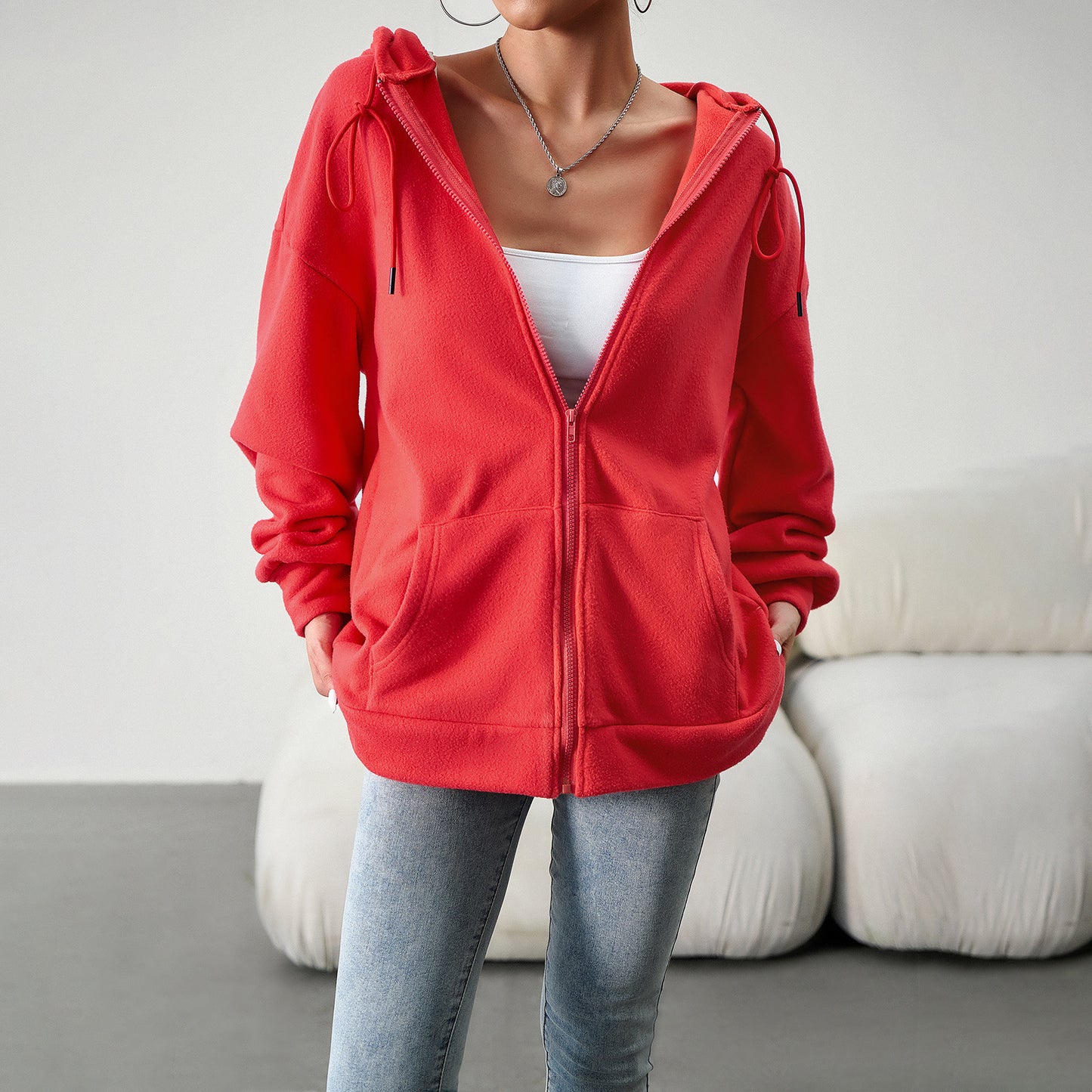 Casual Fashion Hooded Cardigan Jacket With Pockets